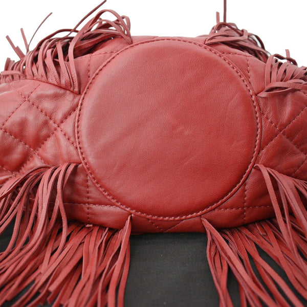 CHANEL Paris Dallas Drawstring Fringe Shoulder Bag Red