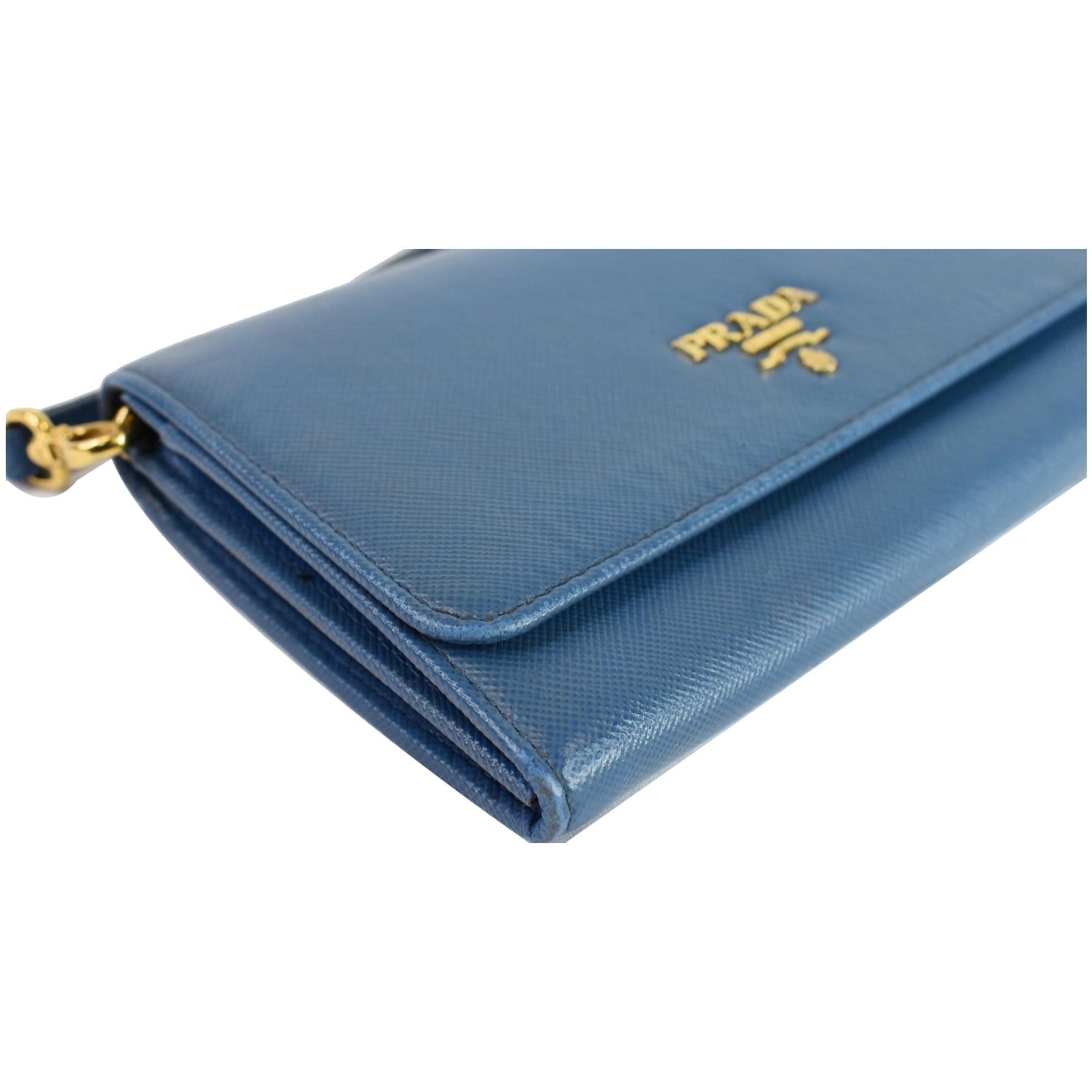 Prada, Bags, Prada Saffiano Cobalt Blue Leather Bifold Wallet With  Zippered Coin Compartment