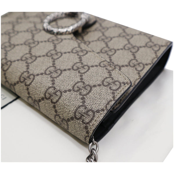 Gucci Dionysus GG Supreme Crossbody Chain Wallet Beige