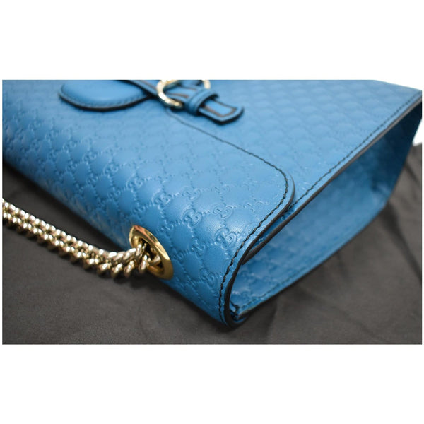 GUCCI Emily Medium GG Guccissima Leather Chain Shoulder Bag Teal