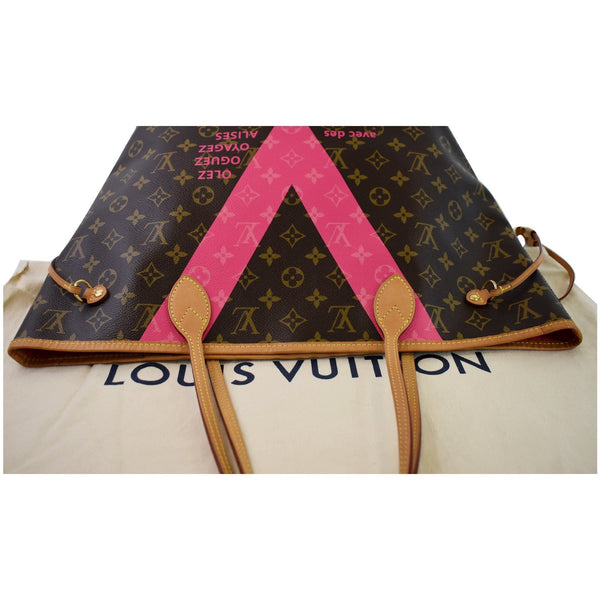 Louis Vuitton Neverfull MM V Grenade Canvas Hand Bag top front view