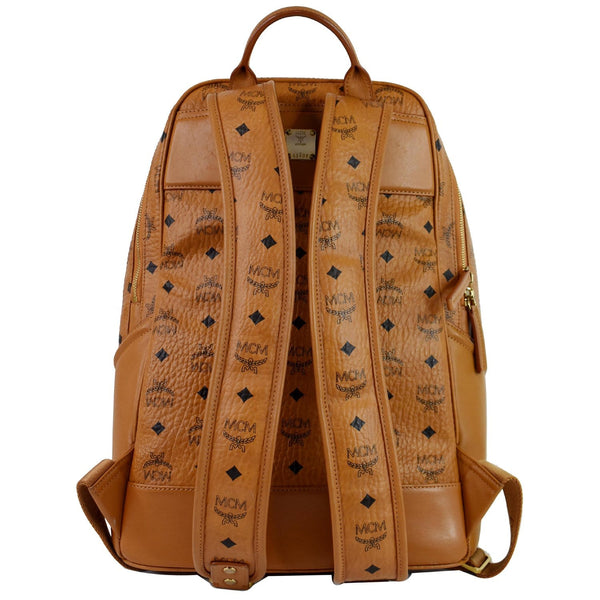 MCM Duke Visetos Medium Canvas Leather Backpack Bag Cognac