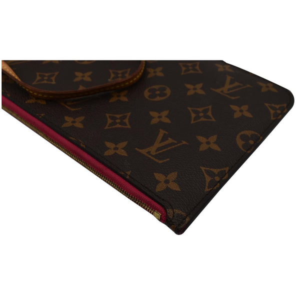 LOUIS VUITTON Neverfull MM Monogram Canvas Pochette Wristlet Pouch Brown