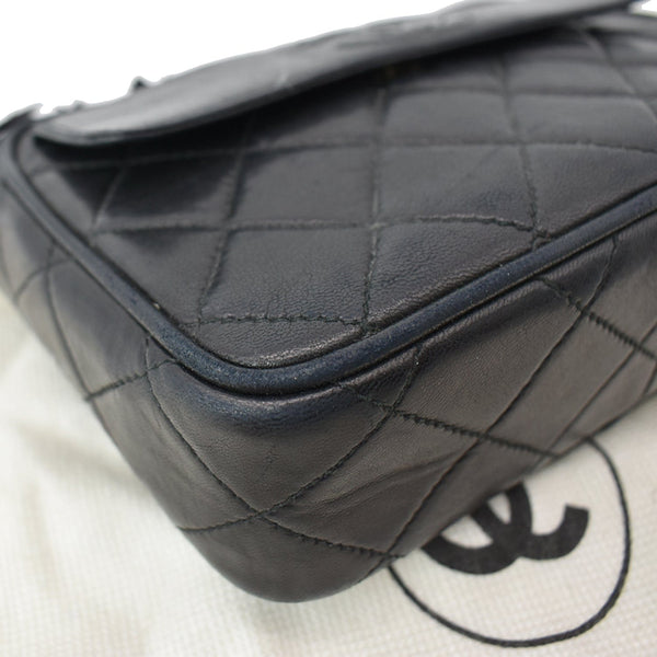 CHANEL Vintage Lambskin Leather Camera Shoulder Bag Black
