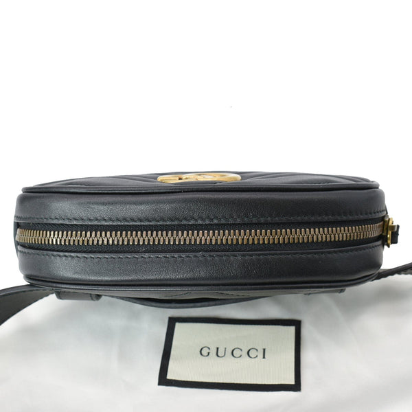 GUCCI GG Marmont Matelasse Leather Belt Bag Black 476434