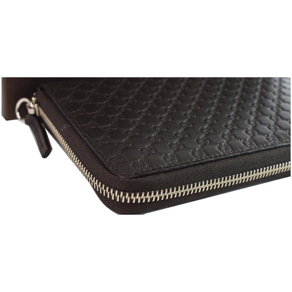 GUCCI Micro GG Guccissima Leather Zip Around XL Wallet Dark Brown 391465