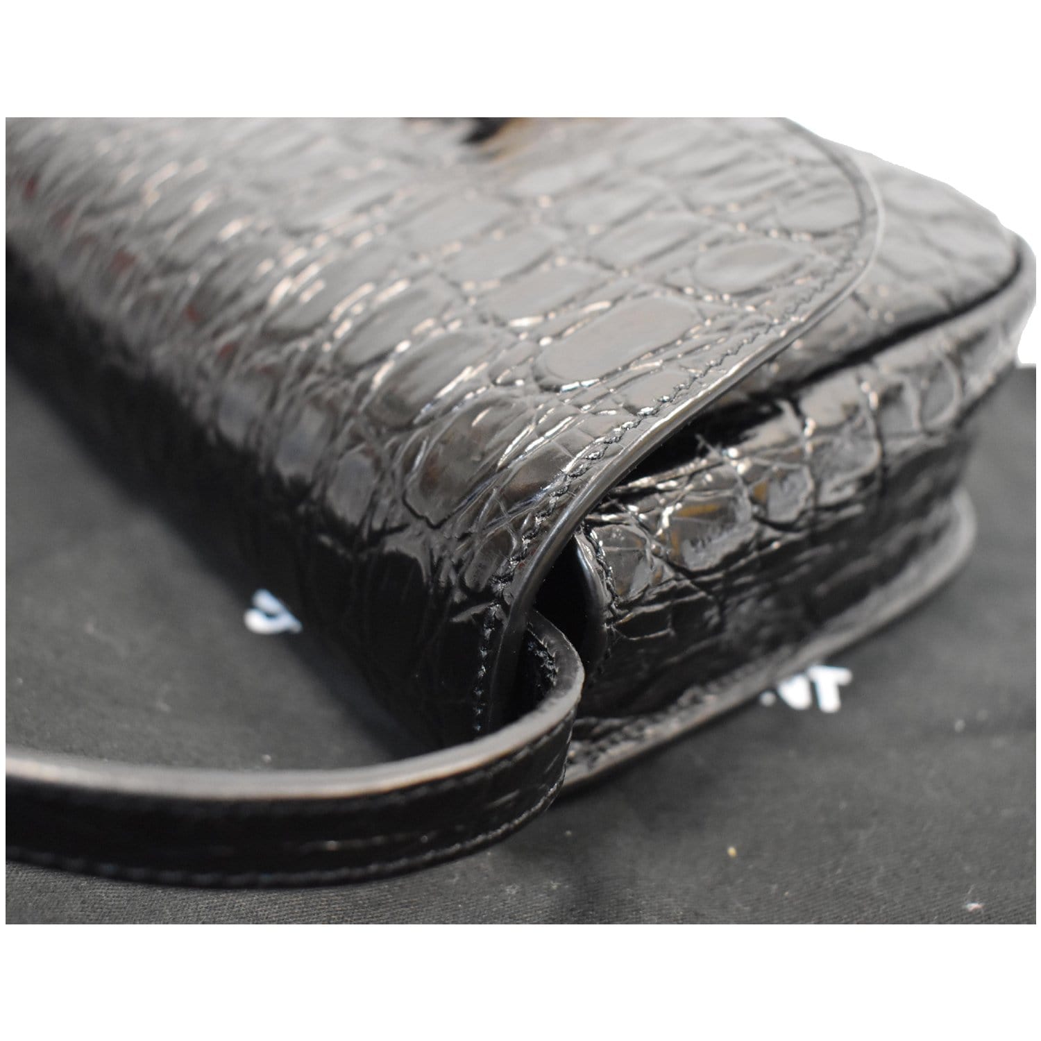 YVES SAINT LAURENT Kaia Small Crocodile Embossed Leather Satchel Bag B