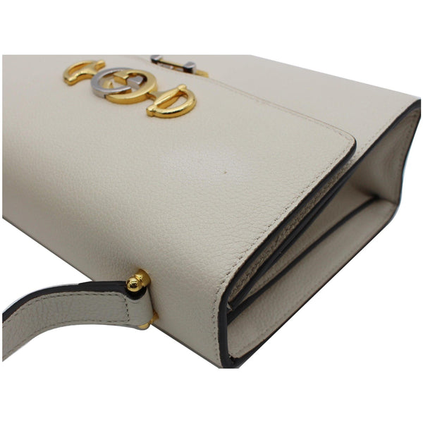 GUCCI Zumi Small Grainy Leather Chain Crossbody Bag White 576388