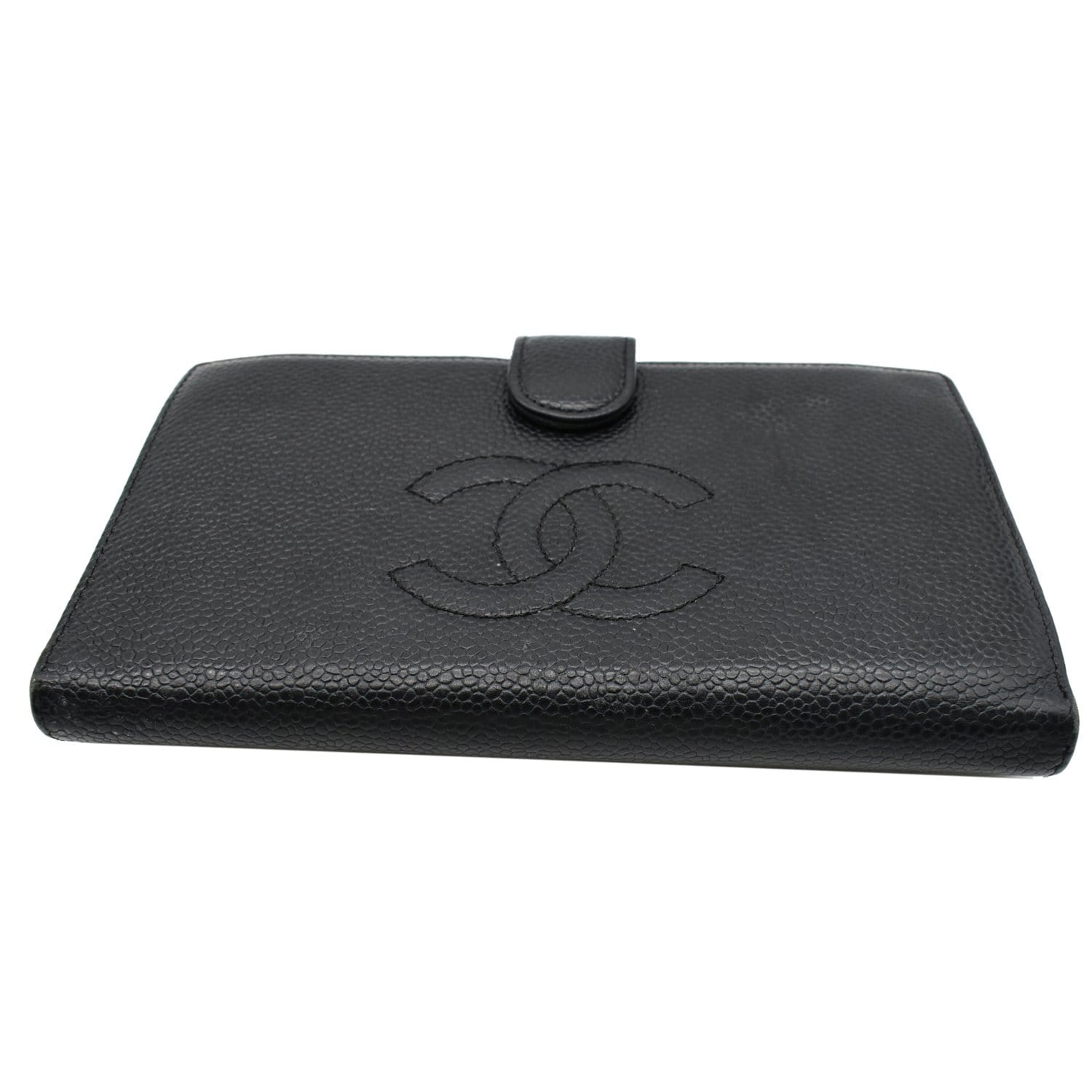 CHANEL Vintage CC Caviar Leather Bifold Wallet Black