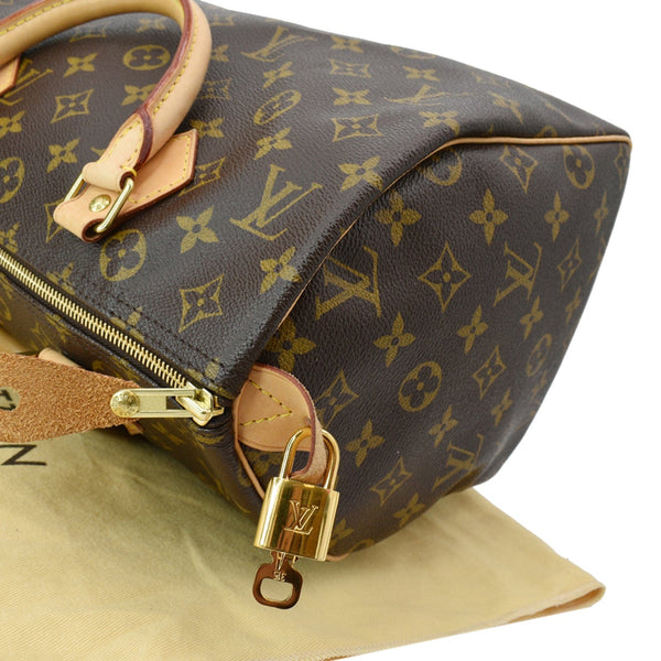 LOUIS VUITTON Speedy 30 Monogram Canvas Satchel Bag Brown