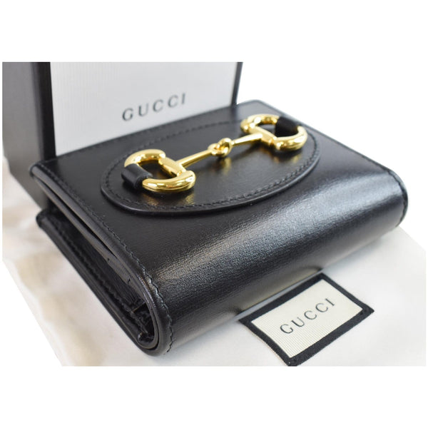 GUCCI Horsebit 1955 Card Case Wallet Black 621887