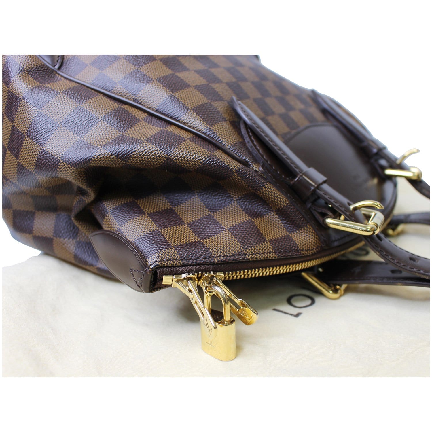 RvceShops Revival, Louis Vuitton Verona medium model handbag in brown  damier canvas and brown leather