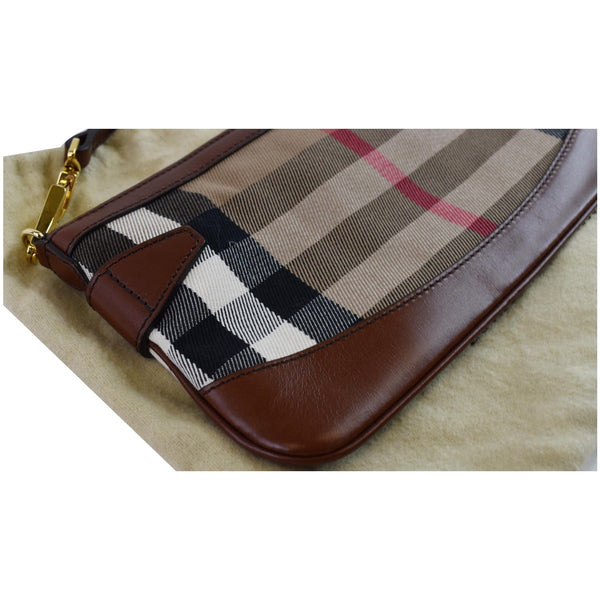 BURBERRY Bridle House Check Adeline Foldover Wristlet Clutch Crossboday Brown