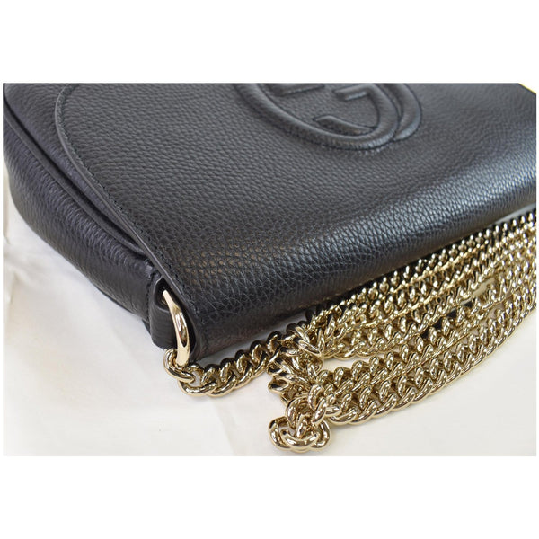 GUCCI Soho Chain Flap Leather Shoulder Bag Black 536224