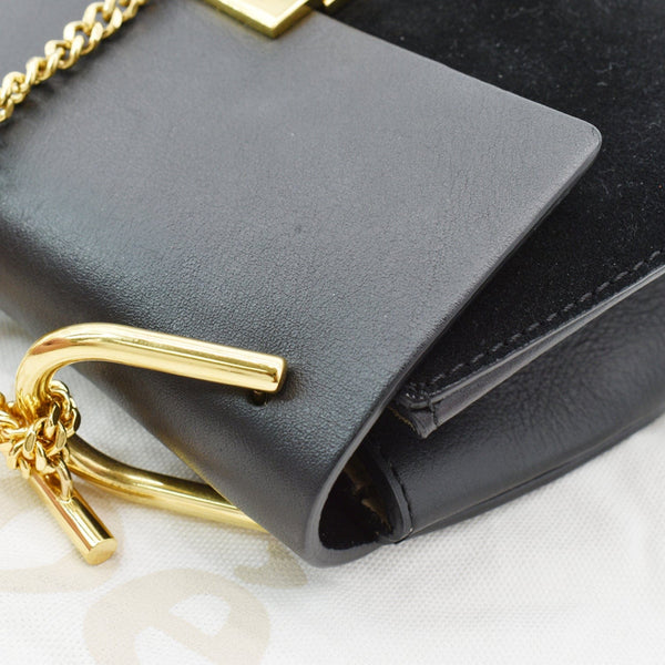 CHLOE Mini Drew Suede Calfskin Leather Crossbody Bag Black