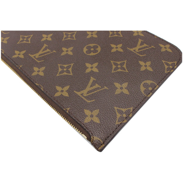 LOUIS VUITTON Neverfull MM Monogram Canvas Pochette Wristlet Pouch Brown