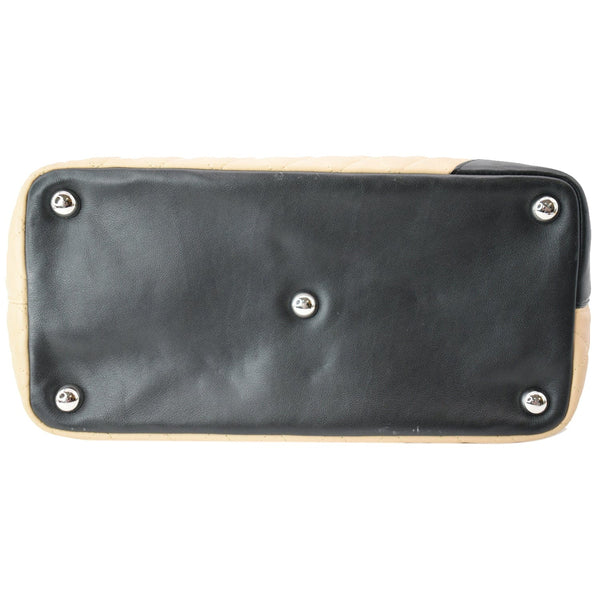 CHANEL Cambon Ligne Large Quilted Leather Tote Bag Beige