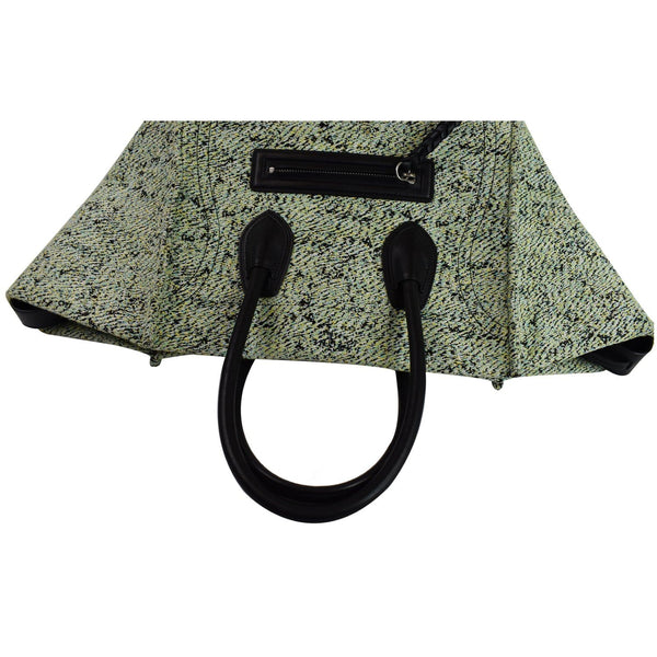 CELINE Phantom Luggage Fuzzy Jacquard Leather Tote Bag Mint