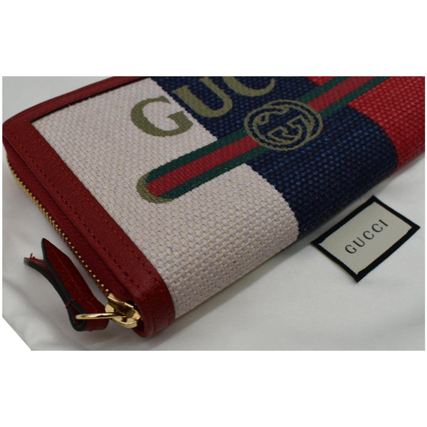 GUCCI Web Stripe Canvas Zippy Wallet Multicolor 524790