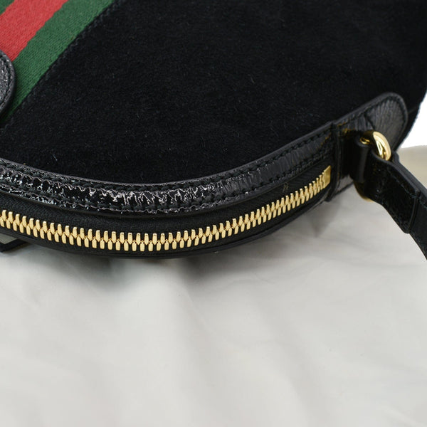 GUCCI Ophidia GG Small Suede Shoulder Bag Black 499621