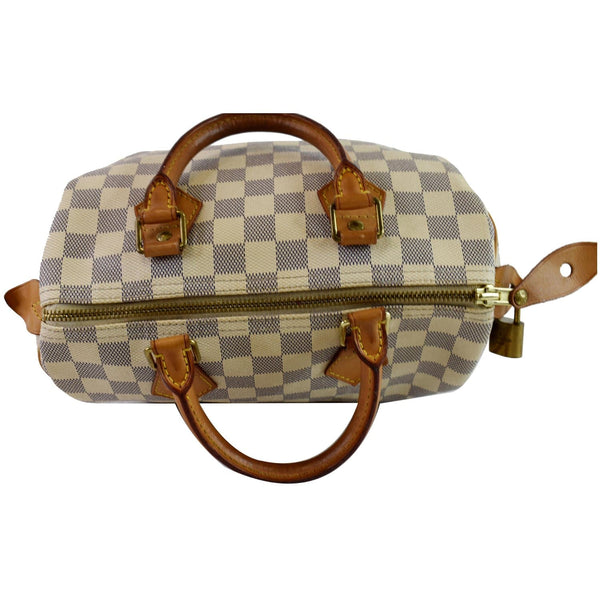LOUIS VUITTON Speedy 25 Damier Azur Satchel Bag White