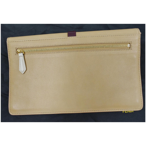 FENDI Tricolor Leather Fendista Envelope Clutch Beige
