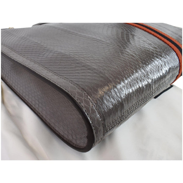 GUCCI Rajah Large Snakeskin Tote Shoulder Bag Dusty Grey 537219 - Last Call