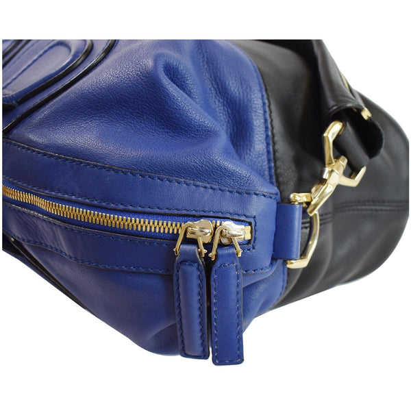 GIVENCHY Nightingale Medium Bicolor Leather Satchel Bag Blue/Black