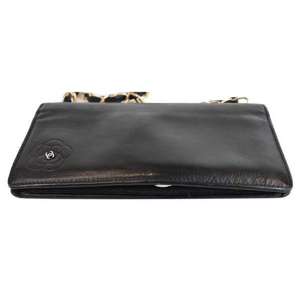 Chanel Camellia Leather Wallet on Chain Shoulder Bag black