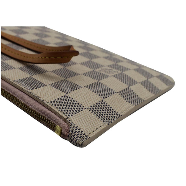 LOUIS VUITTON Neverfull MM Damier Azur Pochette Wristlet Pouch White
