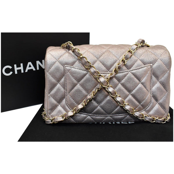 Chanel Mini Rectangular Flap Shoulder Bag - metallic light pink color | DDH