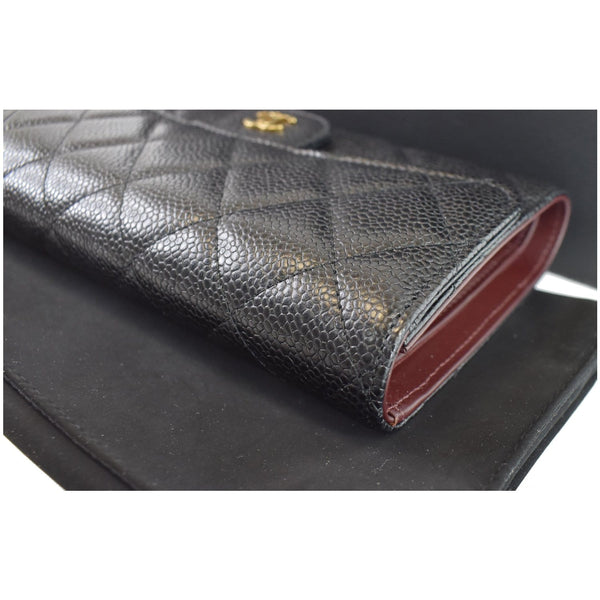 Chanel Large Flap Quilted Caviar Leather Wallet Clutch 