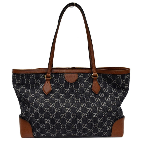 GUCCI Ophidia GG Medium Jacquard Denim Tote Bag Dark Blue 631685