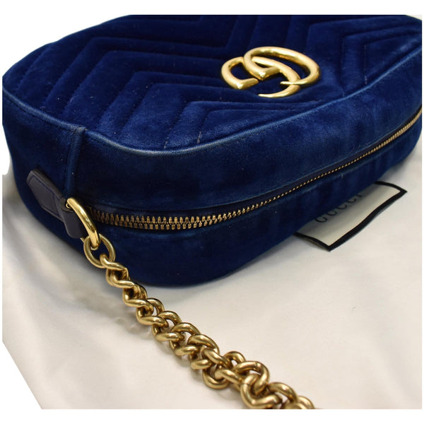 GUCCI GG Marmont Velvet Small Crossbody Bag Blue 447632