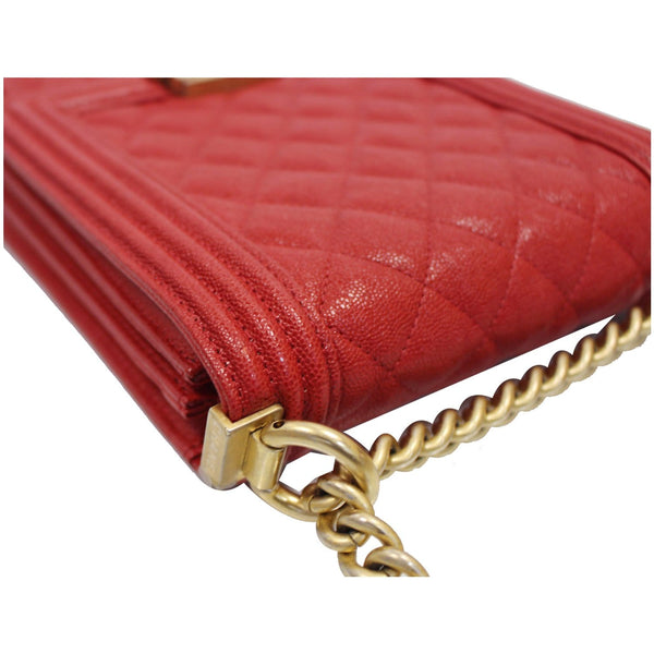 Chanel North South Boy Quilted Caviar Leather Canvas bag