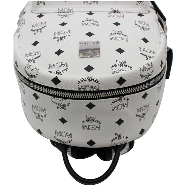 MCM Stark Visetos Coated Canvas Backpack Bag White