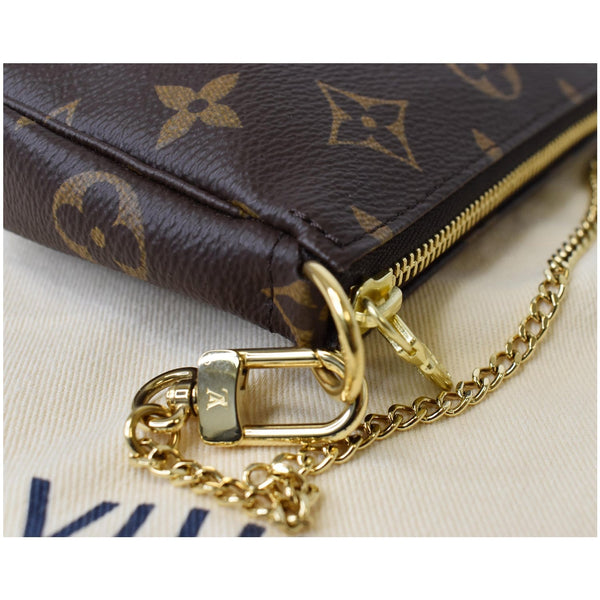 Louis Vuitton Mini Pochette Monogram Canvas Pouch Brown - gold toned chain