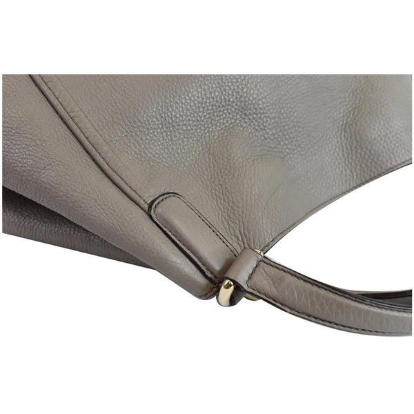 Gucci Soho Top Handle Pebbled Leather Tote Bag Taupe - corner focused