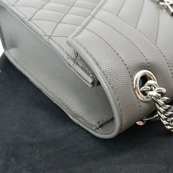 YVES SAINT LAURENT Envelope Chain Medium Mix Matelassé Leather Crossbody Bag Grey