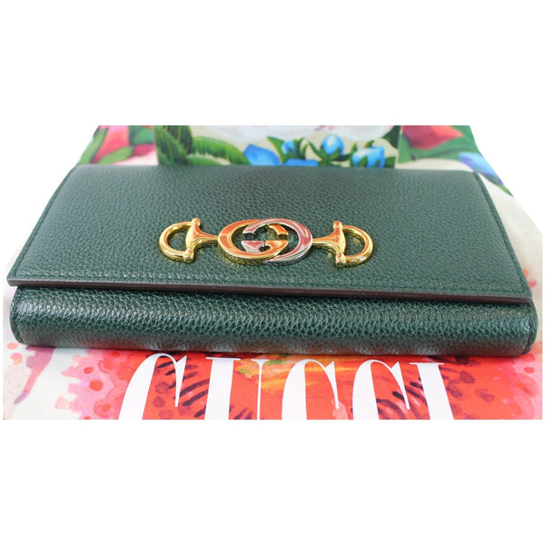 Gucci Zumi Grainy Leather Continental Wallet Dark Green - for women