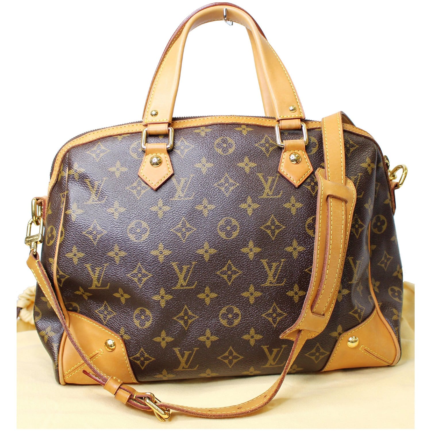 LOUIS VUITTON Monogram Black Brown Retiro Speedy Shoulder Bag Strap  Authentic LV