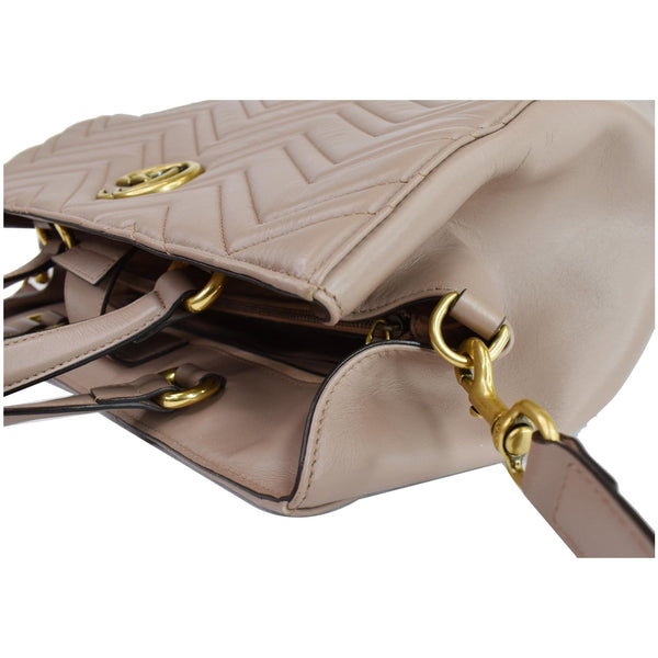 GUCCI GG Marmont Medium Matelasse Leather Top Handle Bag Taupe 443505