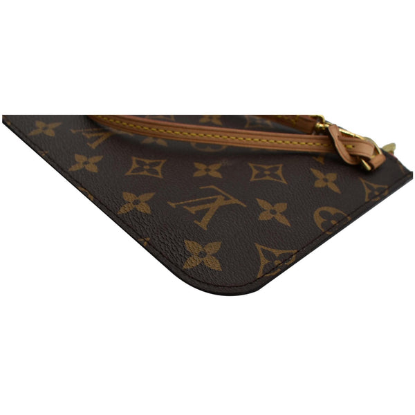 LOUIS VUITTON Neverfull MM Monogram Canvas Pochette Wristlet Pouch Brown