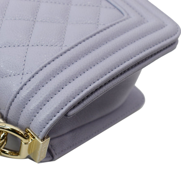 CHANEL CC Boy Small Caviar Leather Shoulder Bag Lavender