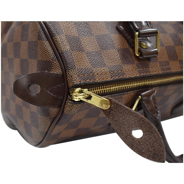 Louis Vuitton Speedy 30 Damier Ebene Satchel Bag - gold zip | DDH