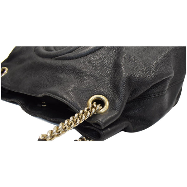 GUCCI Soho Pebbled Leather Chain Shoulder Bag 308982 Black