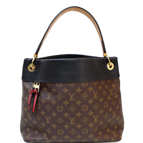 LOUIS VUITTON Tuileries Monogram Canvas Hobo Bag Black