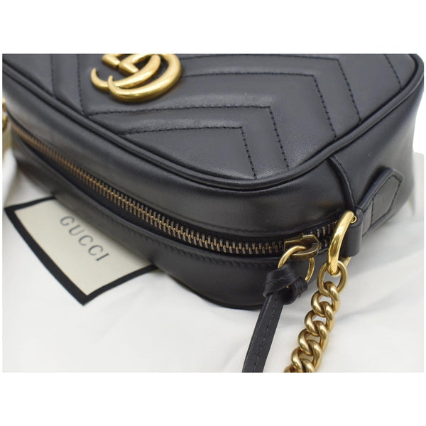 GUCCI GG Marmont Matelasse Mini Leather Crossbody Bag Black 448065