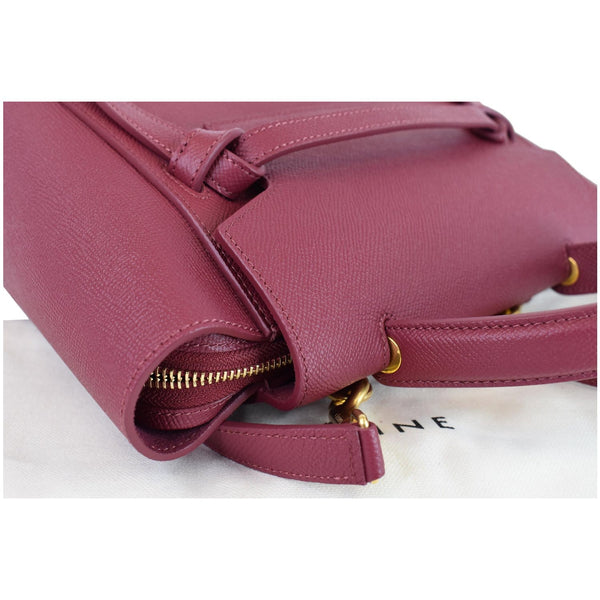 CELINE Micro Belt Grained Calfskin 2Way Shoulder Bag Ruby