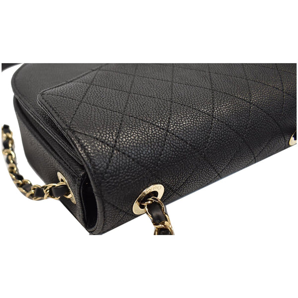CHANEL Coco Cuba Quilted Grained Calfskin Leather Top Handle Bag Black